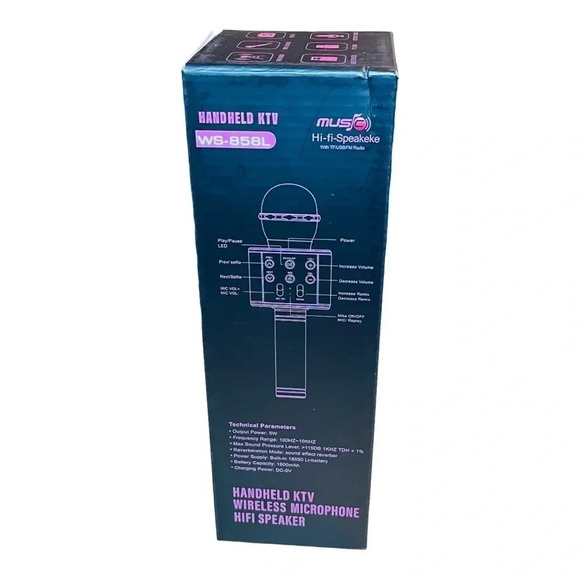 WIRELESS MICROPHONE HANDHELD KTV HIFI SPEAKER TEAL DISCO BALL NEW IN BOX - Picture 2 of 4